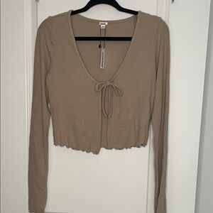 Garage Tan Long Sleeve Crop Top